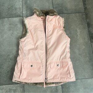 GAP pink reversible faux fur vest small